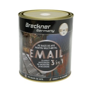 Vopsea email anticoroziva 3 in 1 alb 10 pentru metal 750g, direct pe rugina, pe baza de apa Breckner Germany - Img 2
