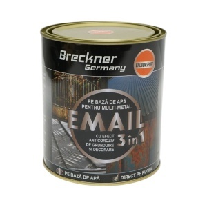 Vopsea email anticoroziva 3 in 1 galben sport 750g pentru metal, direct pe rugina, pe baza de apa Breckner Germany - Img 2