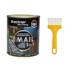 Vopsea email anticoroziva 3 in 1 maro ciocolatiu lucios pentru metal 750g, direct pe rugina, pe baza de apa Breckner Germany