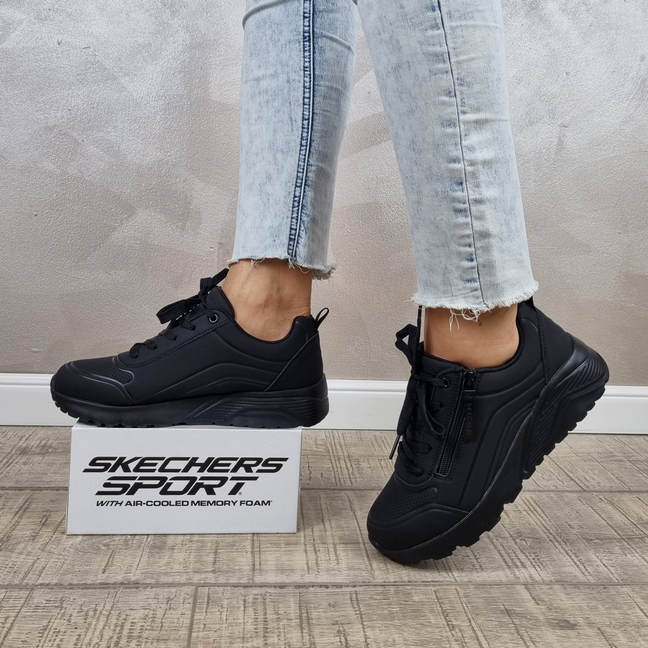 ＊uno＊　黒38 Pantofi dama sport Skechers® Uno Lite - Easy Zip 310387L BBK