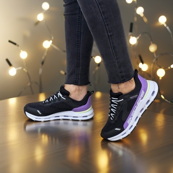 Pantofi dama sport Skechers®- negri, GLIDE-STEP, din material textil 303654L BKPR - Img 6