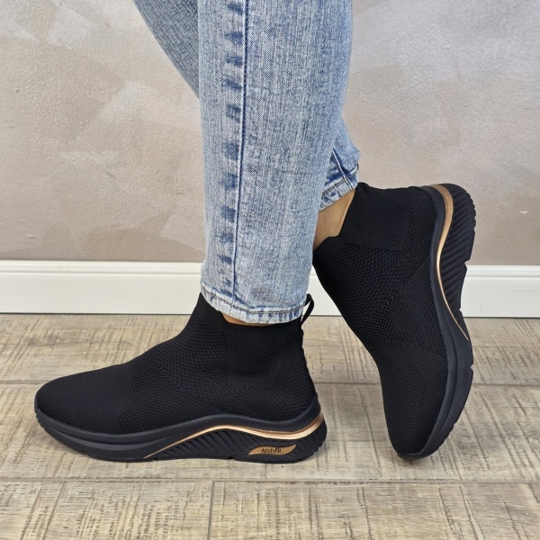 Pantofi dama sport Arch Fit S-Miles - Sock Walk 155580 BBK - Img 3
