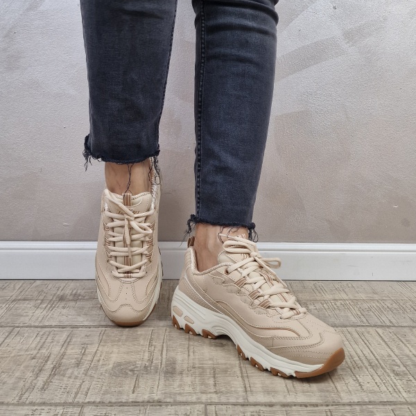 Pantofi dama sport tip sneakers Skechers D'Lites - Good Neutral 149807 NAT - Img 2