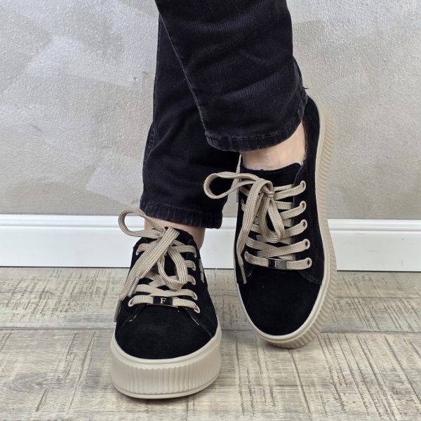 MANOS.RO Pantofi dama casual sport piele naturala negri Filippo PC2332 - Img 2