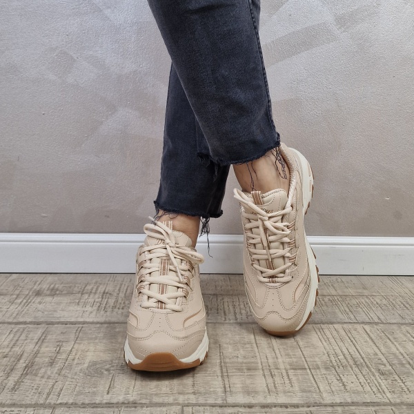 Pantofi dama sport tip sneakers Skechers D'Lites - Good Neutral 149807 NAT - Img 3