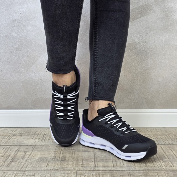 Pantofi dama sport Skechers®- negri, GLIDE-STEP, din material textil 303654L BKPR - Img 3
