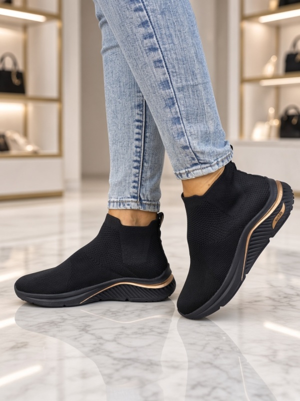 Pantofi dama sport Arch Fit S-Miles - Sock Walk 155580 BBK - Img 2