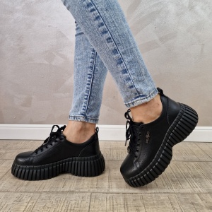 MANOS.RO Pantofi dama casual sport piele naturala negri Filippo PC2194 - Img 4