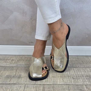 MANOS.RO Papuci/Sandale dama piele naturala GOLD DEER SV1384