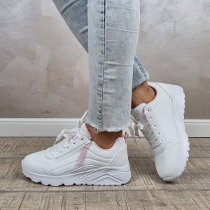 Pantofi dama sport Skechers® Uno Lite - Easy Zip 310387L WHT - Img 3