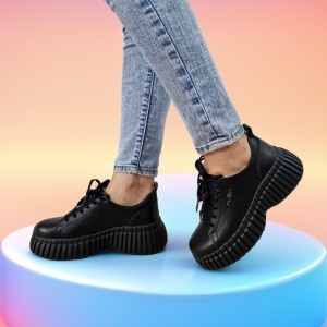 MANOS.RO Pantofi dama casual sport piele naturala negri Filippo PC2194 - Img 6