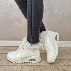 Ghete dama Skechers Sneakers high- Uno - Stand High 168126 WHT - Img 3