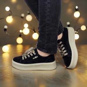 MANOS.RO Pantofi dama casual sport piele naturala negri Filippo PC2332