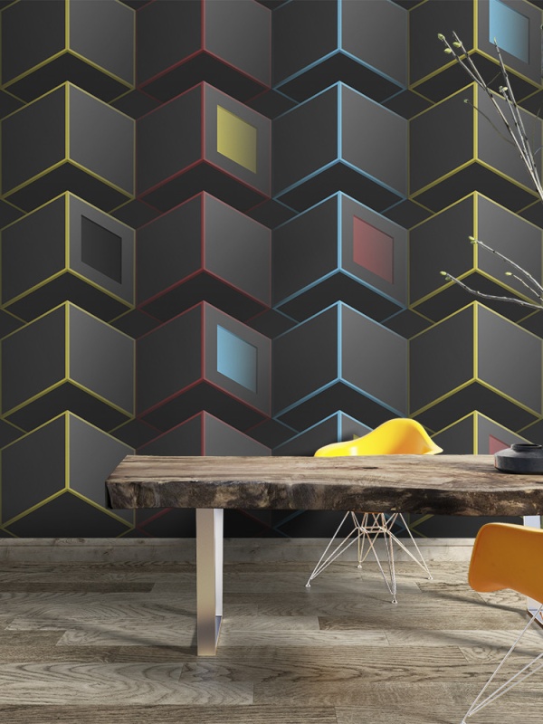 Fototapet - Gradient black background with cubes (FTD1000343)