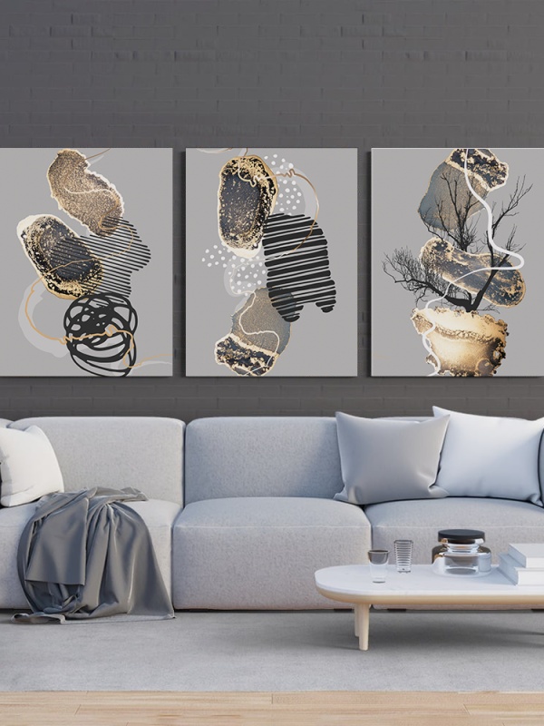 Set 3 Tablouri Canvas - Abstract 3D shapes and textures