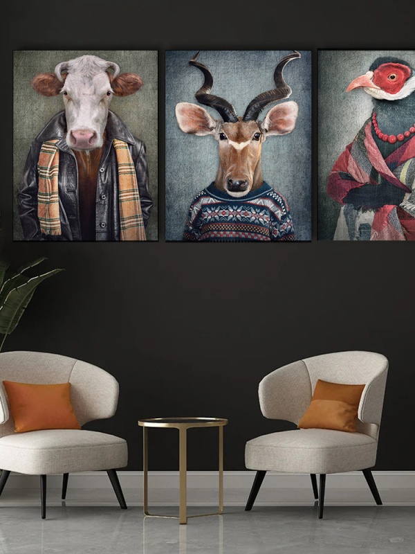 Set 3 Tablouri Canvas - Animale personificate