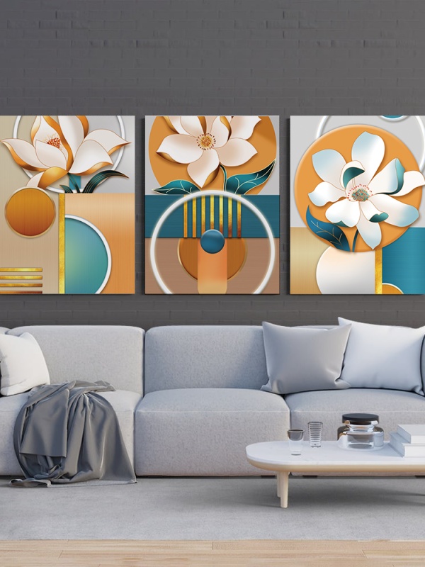Set 3 Tablouri Canvas - Pastel floral 3D