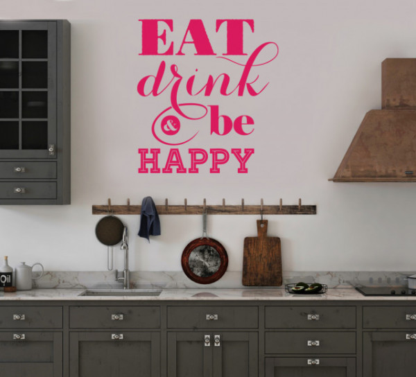Sticker Bucatarie - Eat, drink, be happy