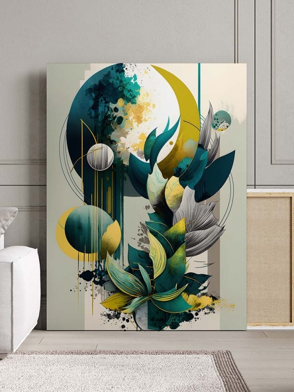Tablou Canvas Modern Abstract - Beautiful 3D painting with leaves