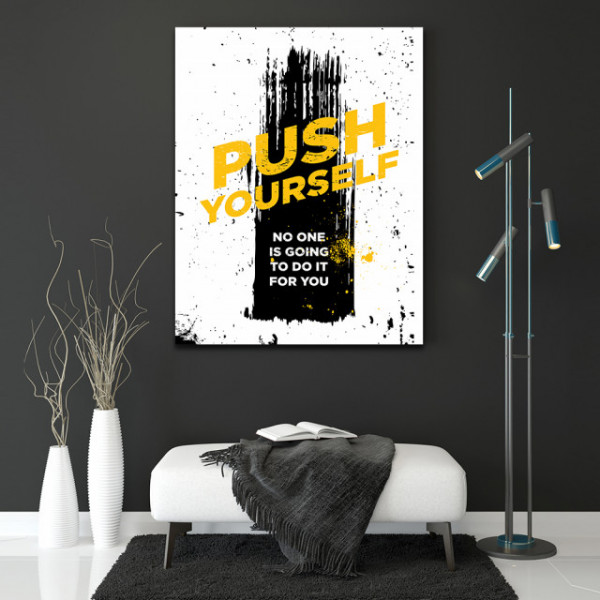 Tablou Motivational - Push yourself (paint splash)