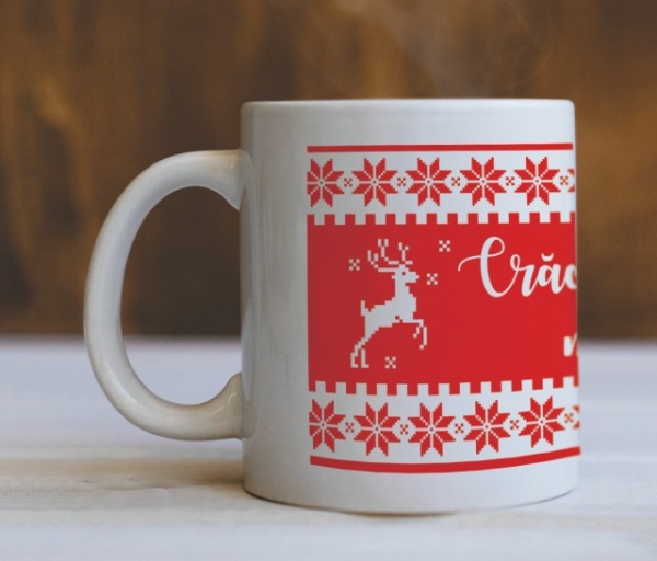 Cana Cu Reni Si Mesaj - Craciun Fericit
