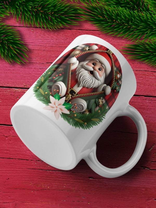 Cana De Craciun - Happy Santa with White Boots (mesaj personalizat)