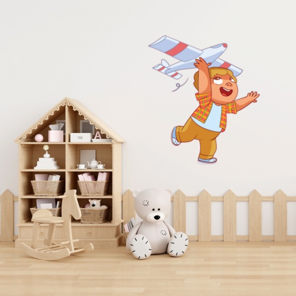 Sticker Baietelul cu avion
