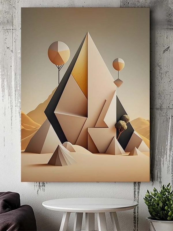 Tablou Canvas Modern Abstract - 3D Shapes in the desert