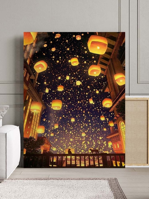 Tablou Canvas Modern Abstract - Flying lanterns