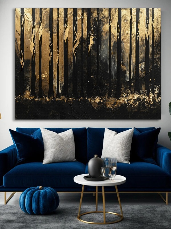 Tablou Canvas Modern Abstract - Golden forest in flames