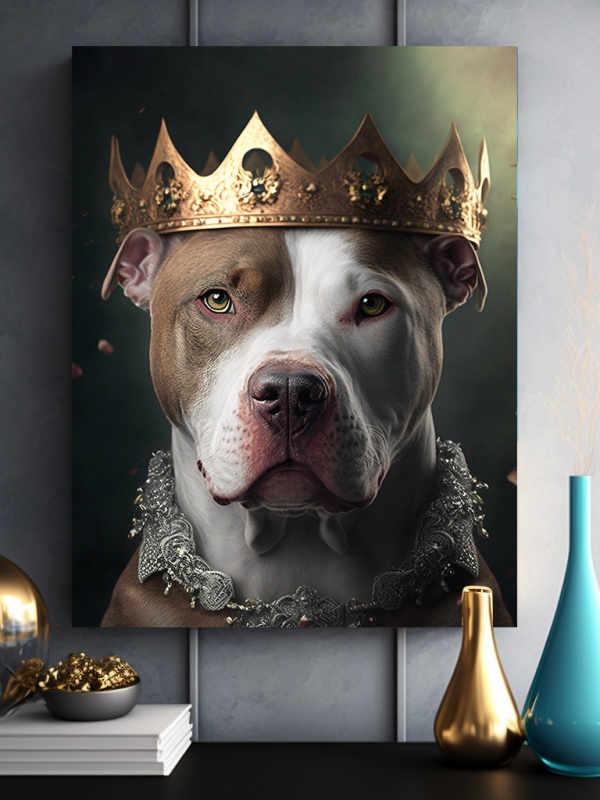 Tablou Dog with crown and necklace