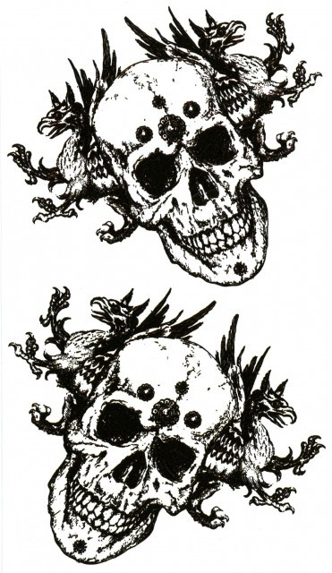 Tatuaj Temporar - Craniu Cu Doi Dragoni - 17x10cm