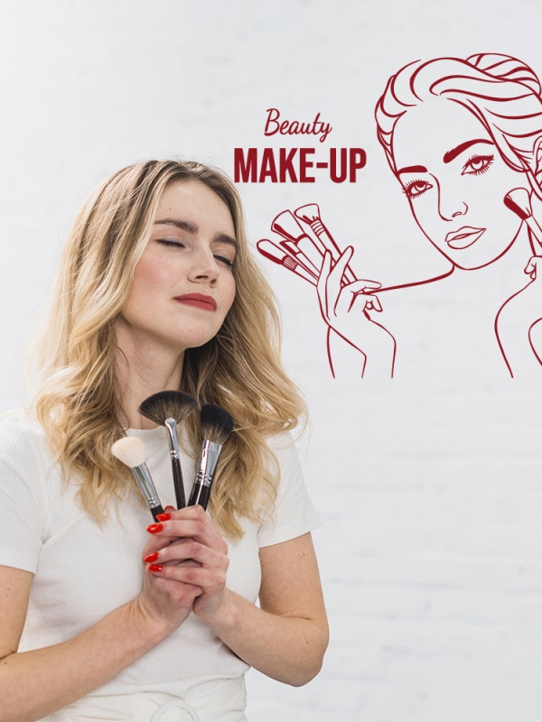 Beautiful girl with brushes