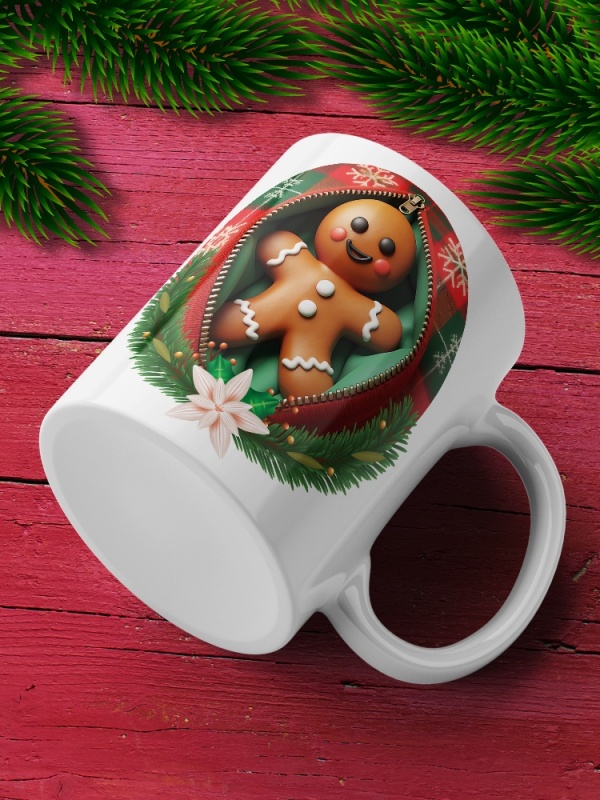 Cana De Craciun - Smiling Gingerbread Man (mesaj personalizat)