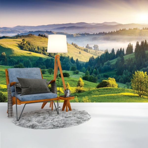 Foto tapet Misty green fields