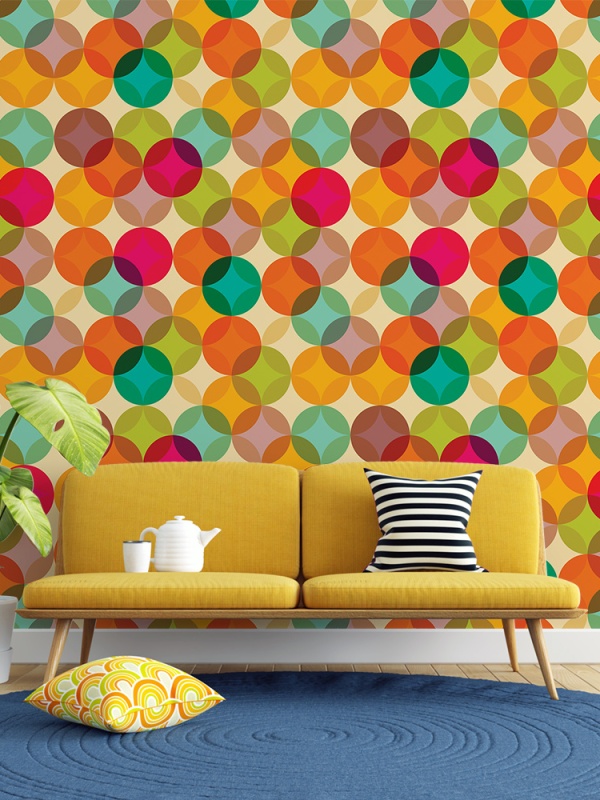 Fototapet Abstract - Cercuri multicolore retro (Geometric 024)