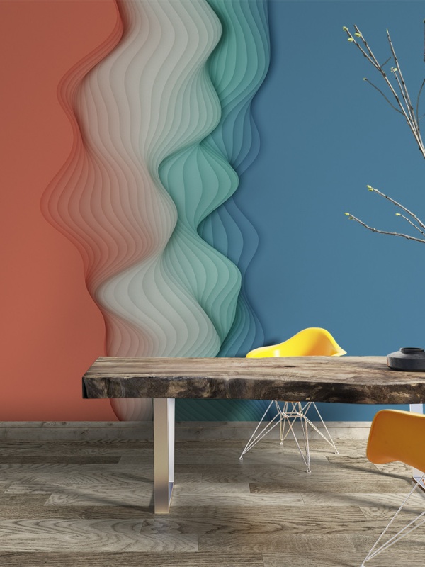Fototapet - Orange green paper layers 3d (FTD1000351)