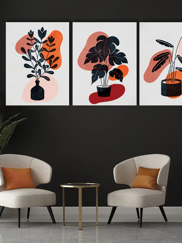 Set 3 Tablouri Canvas - Abstract minimalistic floral