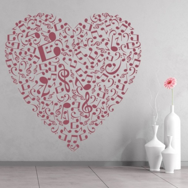 Sticker de Perete Music Notes Love Heart