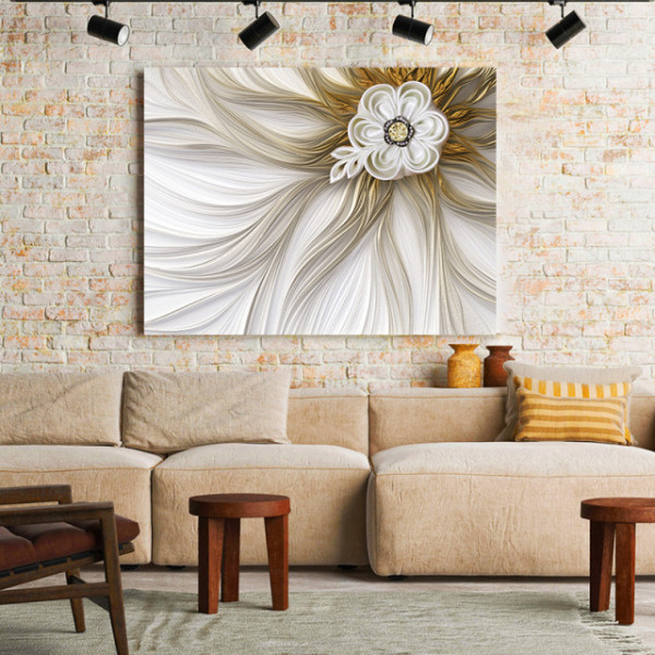 Tablou Canvas Flower In Satin And Gold