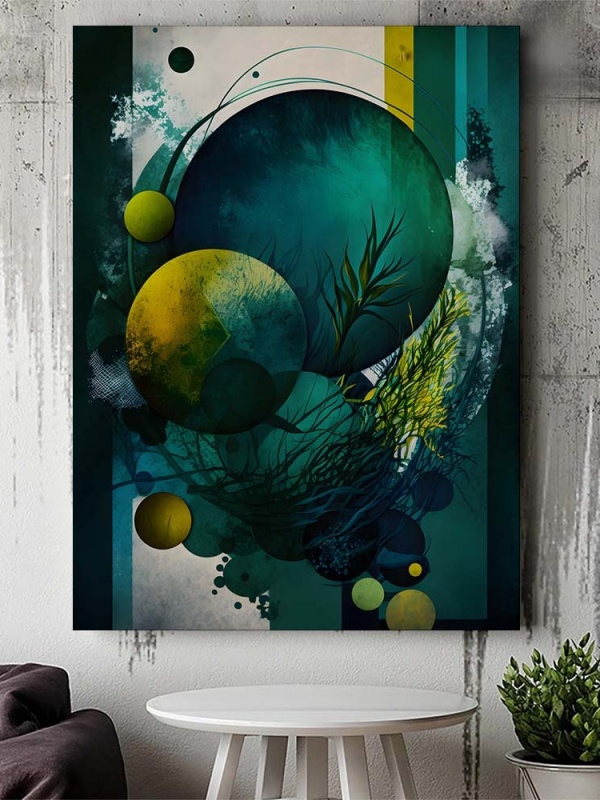 Tablou Canvas Modern Abstract - Dark green sureeal fantasy