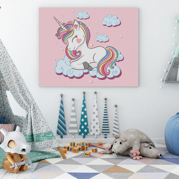 Tablou Copii - Colorful Sleeping Unicorn