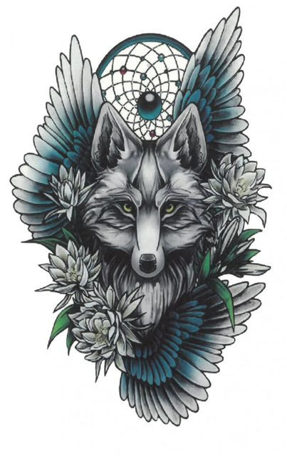 Tatuaj Temporar -wolf With Wings- 17x10cm