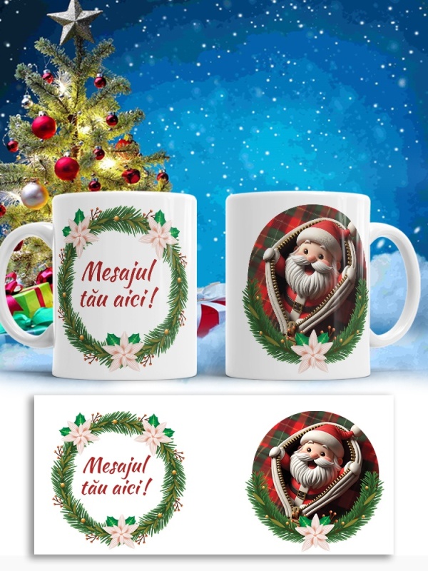 Cana De Craciun - Joyful Santa in a Pocket (mesaj personalizat)