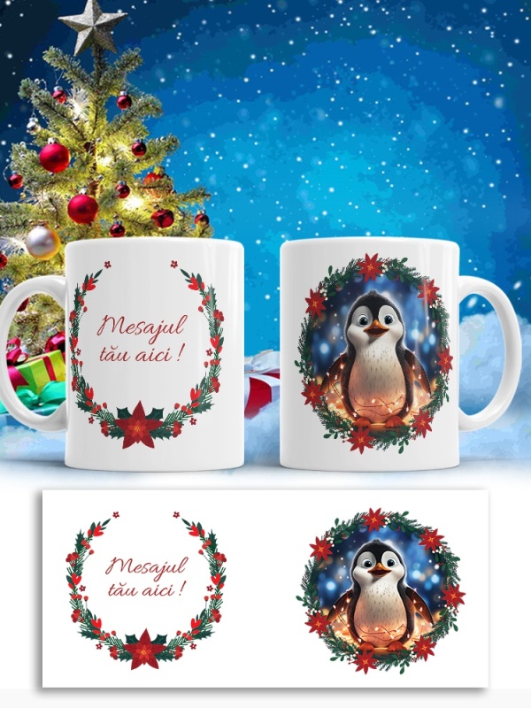 Cana De Craciun - Smiling Cute Baby Penguin (mesaj personalizat)