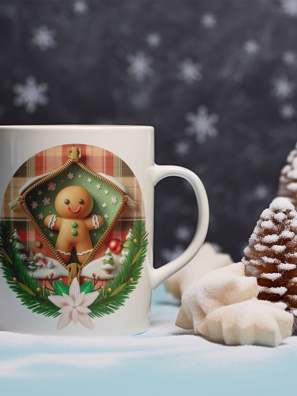 Cana De Craciun - Tiny Gingerbread Man with Stars (mesaj personalizat)