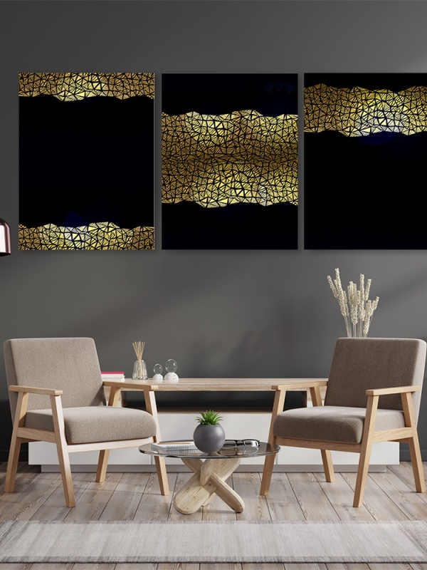 Set 3 Tablouri Golden snake skin