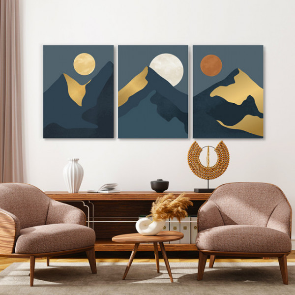Set Tablouri Canvas - Yellow Moon, Pale Moon, Red Moon