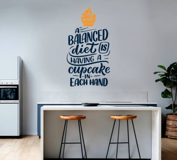 Sticker Bucatarie - A ballanced diet with cupcakes