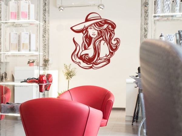 Sticker De Perete Fata Cu Palarie